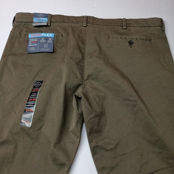 St John's Bay Temp Flex Straight Fit Flat Front Pants Men's 44x30 Dark Olive - Picture 7 of 7